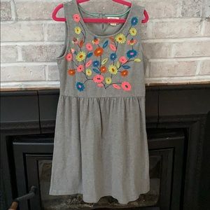 Boden Embroidered Flowers in Grey Dress